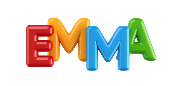 Geïsoleerde colorfull 3d Kid naam ballon lettertype Emma — Stockfoto