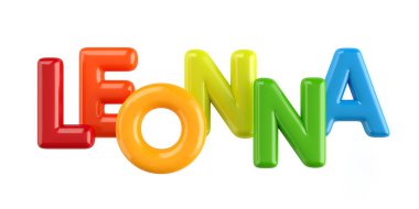 izole Derma 3d çocuk adı balon yazı tipi Leonna