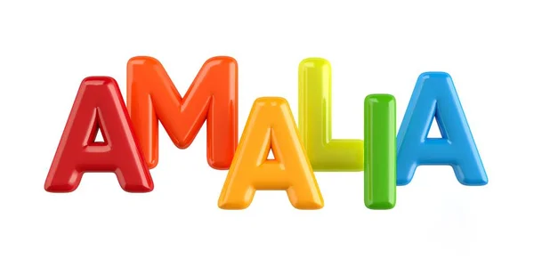 Geïsoleerde colorfull 3d Kid naam ballon lettertype Amalia — Stockfoto