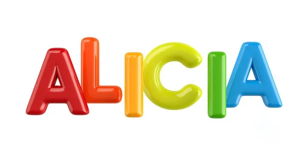 Geïsoleerde colorfull 3d Kid naam ballon lettertype Alicia — Stockfoto
