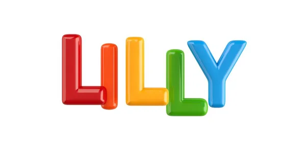 Isolierte bunte 3D-Kind Name Ballon Schrift lilly — Stockfoto