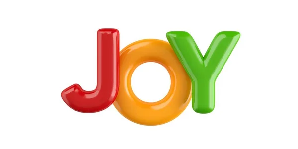 Изолированный красочный 3d Имя ребенка шарик шрифт Радость — стоковое фото