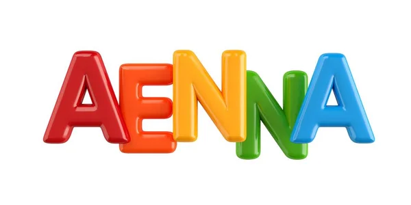 Geïsoleerde colorfull 3d Kid naam ballon lettertype Aenna — Stockfoto