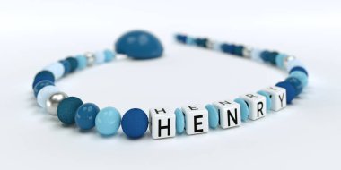 Adı Henry ile çocuklar için mavi emzik Zinciri
