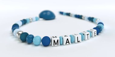 Adı malte ile çocuklar için mavi emzik Zinciri