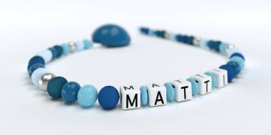 Adı Matti ile çocuklar için mavi emzik Zinciri