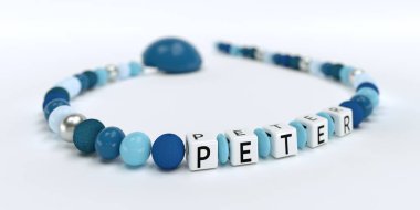 Adı Peter ile çocuklar için mavi emzik Zinciri