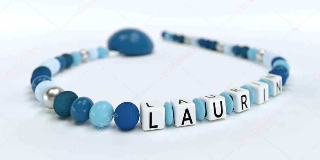 A blue pacifier chain for boys with name Laurin