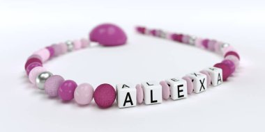 Adı Alexa ile kızlar için pembe emzik Zinciri