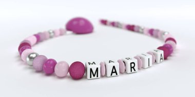A pink pacifier chain for girls with name Maria