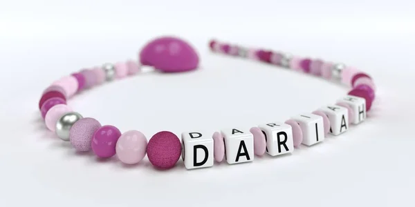 A rózsaszín cumi lánc lányok neve Dariah — Stock Fotó