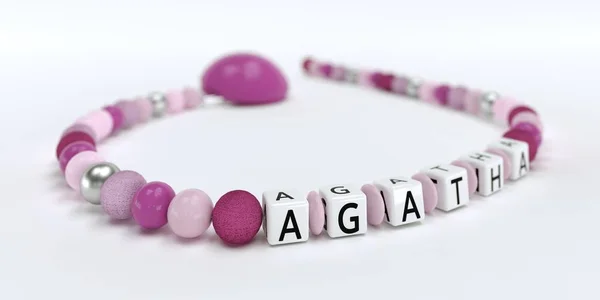 Lányok neve Agatha rózsaszín cumi lánc — Stock Fotó