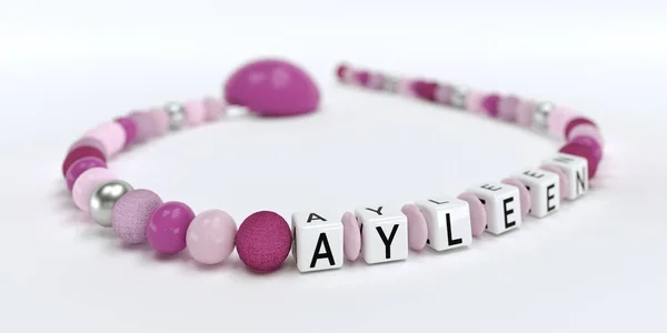 一个粉红色的奶嘴链为女孩的名字 Ayleen — 图库照片