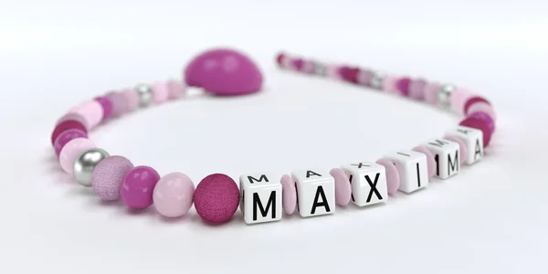 Lányok neve maxima rózsaszín cumi lánc — Stock Fotó