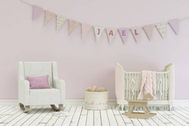 adı jael ile dekore edilmiş bayrakları ile modern kreş