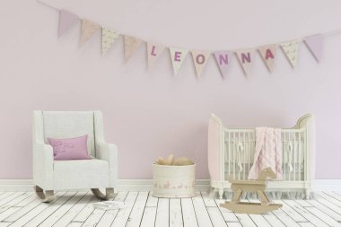 adı leonna ile dekore edilmiş bayrakları ile modern kreş