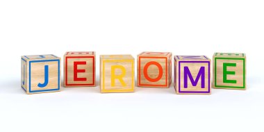 Jerome izole ahşap oyuncak küpleri ile harflerle adı