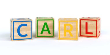 Carl izole ahşap oyuncak küpleri ile harflerle adı