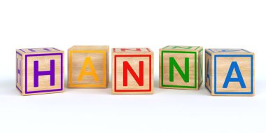 İzole ahşap oyuncak küpleri adı Louis ile harfler ile