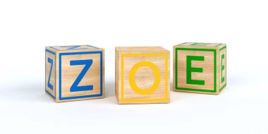 İzole ahşap oyuncak küpleri adı Louis ile harfler ile