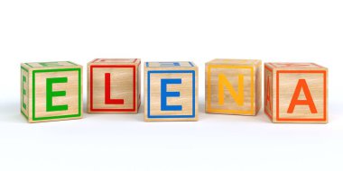 İzole ahşap oyuncak küpleri adı Louis ile harfler ile