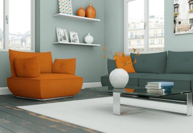 Modern skandinavian iç tasarım oturma odasında beyaz stili