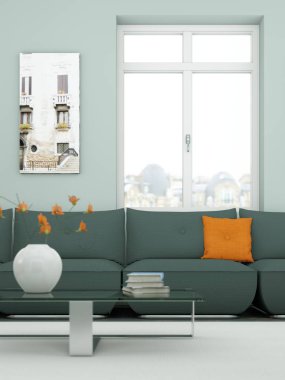 modern skandinavian interior design living room in white style clipart