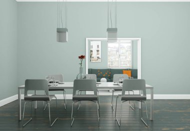 Modern skandinavian iç tasarım yemek odası