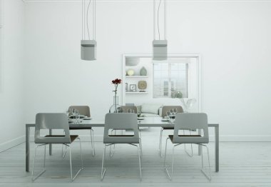 Modern skandinavian iç tasarım oturma odasında beyaz stili