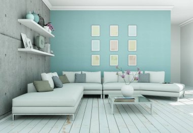 Modern skandinavian iç tasarım oturma odasında beyaz stili