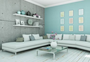 Modern skandinavian iç tasarım oturma odasında beyaz stili