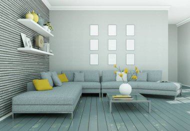 Modern skandinavian iç tasarım oturma odasında beyaz stili