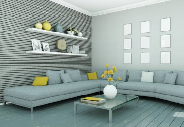 Modern skandinavian iç tasarım oturma odasında beyaz stili