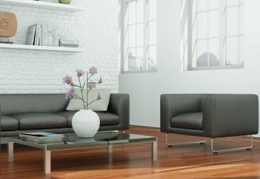 Modern skandinavian iç tasarım oturma odasında beyaz stili