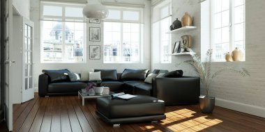 Modern skandinavian iç tasarım oturma odasında beyaz stili