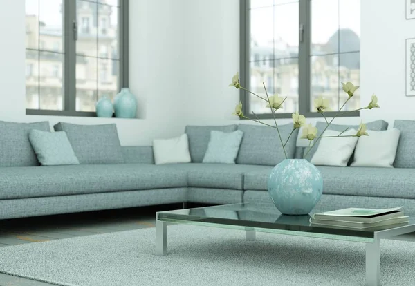 Modern skandinavian iç tasarım oturma odasında beyaz stili