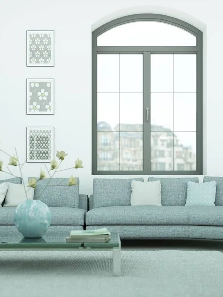 Design intérieur skandinave moderne salon dans un style blanc — Photo