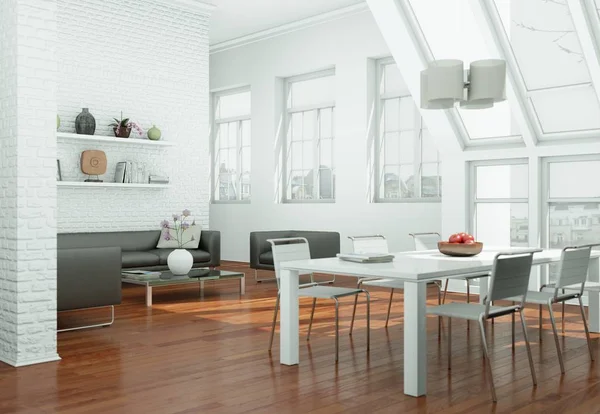 Modern skandinavian iç tasarım yemek odası Beyaz tarzı