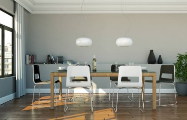 Yemek odası iç tasarım modern daire içinde