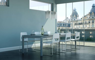 Yemek odası iç tasarım modern daire içinde