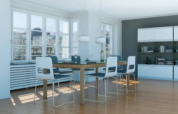 Dining Room Inredning Och Design Moderna Appartment Illustration — Stockfoto