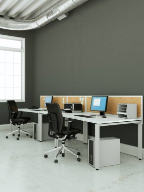 Modern büyük ofis iç tasarım gri Duvar ile