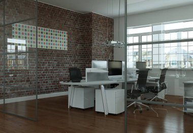 Modern büyük ofis iç tasarım 3d render