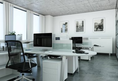 Modern büyük ofis iç tasarım 3d render