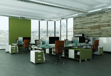 Modern büyük ofis iç tasarım 3d render