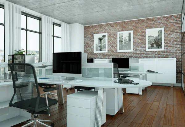 Modern büyük ofis iç tasarım 3d render