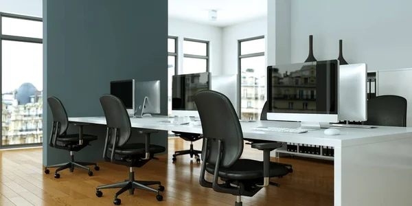 Modern gri ofis iç tasarım 3d render — Stok fotoğraf