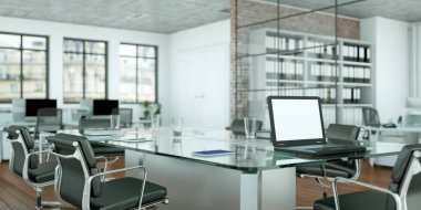 Modern konferans odası iç tasarım. 3D render