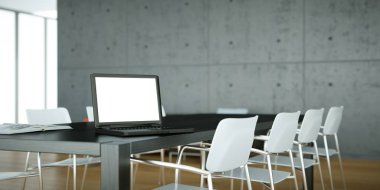 Modern konferans odası iç tasarım. 3D render