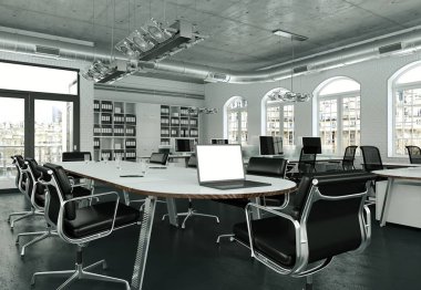 modern minimalist Ofis iç tasarım 3d render